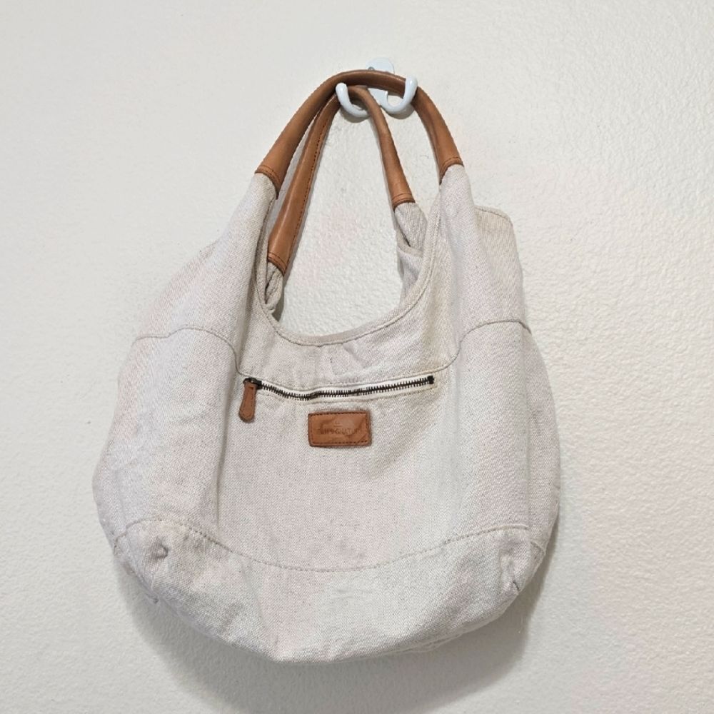 LL Bean Vintage Canvas Cream and Tan Women's Bag